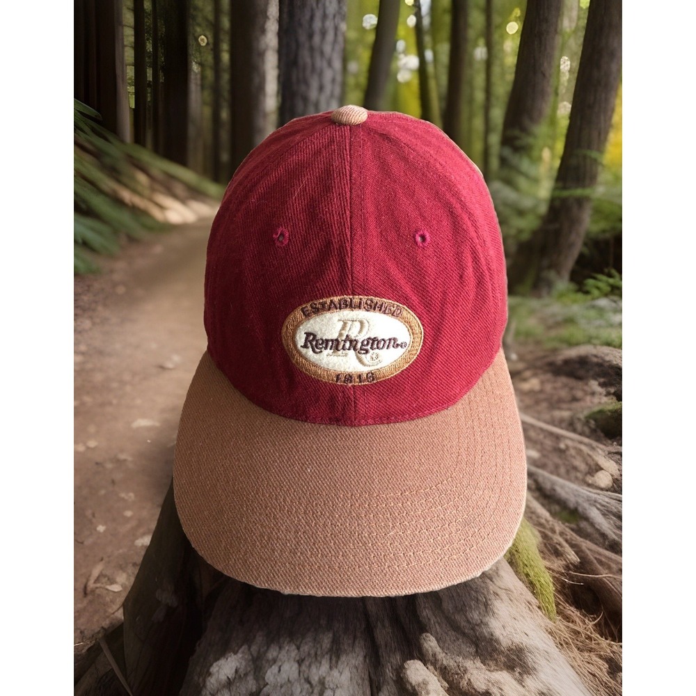 Vintage Remington Hat Cap Red Brown Wool Strapback Adjustable Outdoors